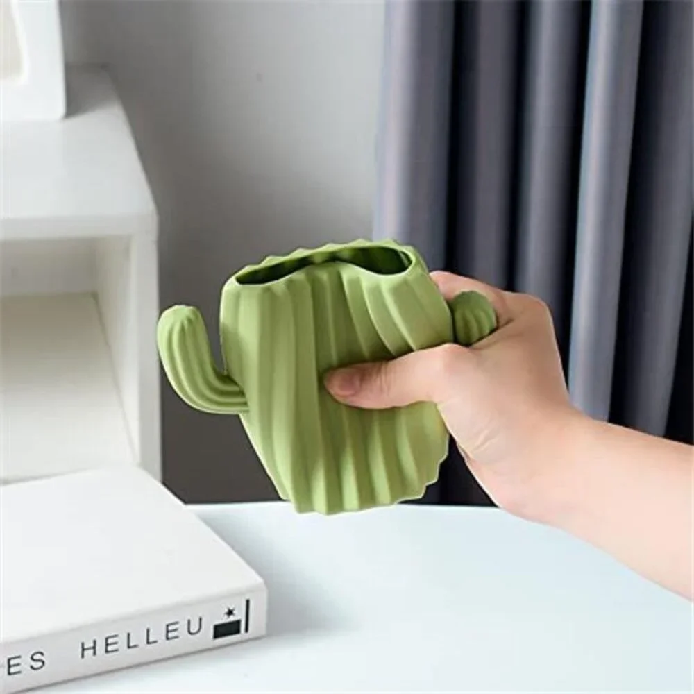 Silicone Cactus Pen Holder Pencil Cup Desk Organizer Makeup Brush Holder Green